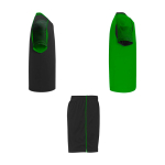 Conjunto desportivo unissexo, poliéster, 2 t-shirts 140 g/m2 Roly cor verde segunda vista com lateral