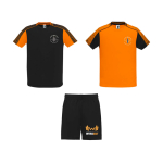 Conjunto desportivo unissexo, poliéster, 2 t-shirts 140 g/m2 Roly cor cor-de-laranja vista impressão serigrafia