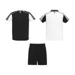 Conjunto desportivo unissexo, poliéster, 2 t-shirts 140 g/m2 Roly cor branco/preto