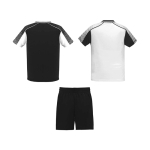 Conjunto desportivo unissexo, poliéster, 2 t-shirts 140 g/m2 Roly cor branco/preto segunda vista traseira