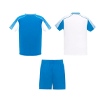 Conjunto desportivo unissexo, poliéster, 2 t-shirts 140 g/m2 Roly cor branco/azul segunda vista traseira