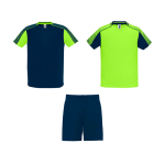 Conjunto desportivo unissexo, poliéster, 2 t-shirts 140 g/m2 Roly cor verde fluorescente