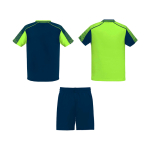 Conjunto desportivo unissexo, poliéster, 2 t-shirts 140 g/m2 Roly cor verde fluorescente segunda vista traseira