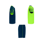 Conjunto desportivo unissexo, poliéster, 2 t-shirts 140 g/m2 Roly cor verde fluorescente segunda vista com lateral