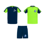 Conjunto desportivo unissexo, poliéster, 2 t-shirts 140 g/m2 Roly cor verde fluorescente vista impressão serigrafia
