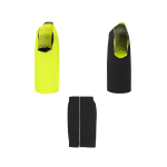 Conjunto desportivo unissexo, poliéster, 2 t-shirts 140 g/m2 Roly cor amarelo fluorescente vista lateral
