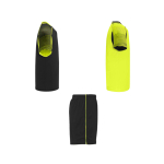 Conjunto desportivo unissexo, poliéster, 2 t-shirts 140 g/m2 Roly cor amarelo fluorescente segunda vista com lateral