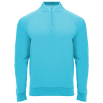 Sweatshirt desportiva com meio fecho em poliéster 200 g/m² Roly cor turquesa