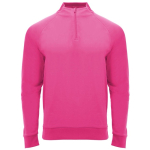 Sweatshirt desportiva com meio fecho em poliéster 200 g/m² Roly cor rosa fluorescente