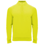 Sweatshirt desportiva com meio fecho em poliéster 200 g/m² Roly cor amarelo fluorescente