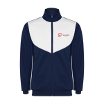 Fato de treino unisex poliéster bicolor a condizer 225 g/m2 Roly cor branco vista impressão serigrafia