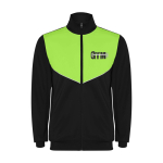 Fato de treino unisex poliéster bicolor a condizer 225 g/m2 Roly cor verde-lima vista impressão serigrafia