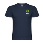 T-shirt de manga curta em algodão com gola em V para homem 155 g/m² Roly cor azul-marinho vista impressão serigrafia