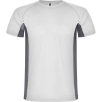 T-shirt desportiva de poliéster para homem bicolor 140 g/m2 Roly cor branco