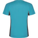 T-shirt desportiva de poliéster para homem bicolor 140 g/m2 Roly cor turquesa segunda vista traseira
