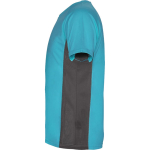 T-shirt desportiva de poliéster para homem bicolor 140 g/m2 Roly cor turquesa vista lateral