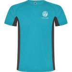 T-shirt desportiva de poliéster para homem bicolor 140 g/m2 Roly cor turquesa vista impressão serigrafia