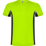 T-shirt desportiva de poliéster para homem bicolor 140 g/m2 Roly cor verde fluorescente