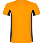 T-shirt desportiva de poliéster para homem bicolor 140 g/m2 Roly cor cor-de-laranja fluorescente
