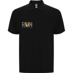 Polo piqué unissexo em algodão e poliéster com bolso 190 g/m² Roly cor preto vista impressão serigrafia