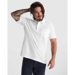 Polo piqué unissexo em algodão e poliéster com bolso 190 g/m² Roly cor branco imagem de estilo de vida 2