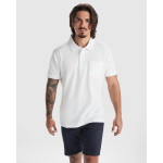 Polo piqué unissexo em algodão e poliéster com bolso 190 g/m² Roly cor branco