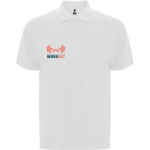 Polo piqué unissexo em algodão e poliéster com bolso 190 g/m² Roly cor branco vista impressão serigrafia