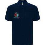 Polo piqué unissexo em algodão e poliéster com bolso 190 g/m² Roly cor azul-marinho vista impressão serigrafia