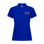 Polo piqué de mulher em algodão e poliéster 190 g/m² Roly cor azul vista impressão serigrafia