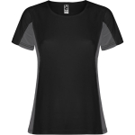 T-shirt desportiva de poliéster para mulher bicolor 140 g/m2 Roly cor preto