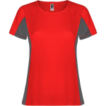 T-shirt desportiva de poliéster para mulher bicolor 140 g/m2 Roly cor vermelho
