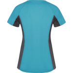 T-shirt desportiva de poliéster para mulher bicolor 140 g/m2 Roly cor turquesa segunda vista traseira