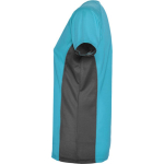 T-shirt desportiva de poliéster para mulher bicolor 140 g/m2 Roly cor turquesa vista lateral