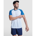 T-shirt desportiva unissexo manga curta poliéster 140 g/m2 Roly cor azul real imagem de estilo de vida