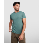 T-shirt jaspeada de algodão e poliéster para homem 150 g/m2 Roly cor verde mesclado imagem de estilo de vida 2