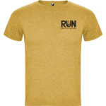 T-shirt jaspeada de algodão e poliéster para homem 150 g/m2 Roly cor amarelo-escuro vista impressão serigrafia