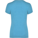 T-shirt jaspeada de algodão e poliéster para mulher 150 g/m2 Roly cor turquesa segunda vista traseira