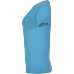 T-shirt jaspeada de algodão e poliéster para mulher 150 g/m2 Roly cor turquesa vista lateral