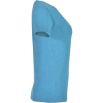 T-shirt jaspeada de algodão e poliéster para mulher 150 g/m2 Roly cor turquesa segunda vista com lateral