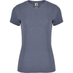 T-shirt jaspeada de algodão e poliéster para mulher 150 g/m2 Roly cor azul mesclado