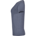 T-shirt jaspeada de algodão e poliéster para mulher 150 g/m2 Roly cor azul mesclado vista lateral