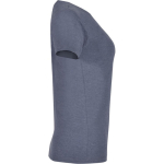 T-shirt jaspeada de algodão e poliéster para mulher 150 g/m2 Roly cor azul mesclado segunda vista com lateral