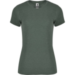 T-shirt jaspeada de algodão e poliéster para mulher 150 g/m2 Roly cor verde mesclado