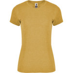 T-shirt jaspeada de algodão e poliéster para mulher 150 g/m2 Roly cor amarelo-escuro
