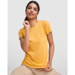 T-shirt jaspeada de algodão e poliéster para mulher 150 g/m2 Roly cor amarelo-escuro imagem de estilo de vida