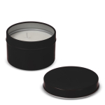 Vela de cera vegetal em frasco monocromático de aço reciclado circular cor preto quinta vista