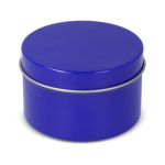 Vela de cera vegetal em frasco monocromático de aço reciclado circular cor azul