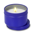 Vela de cera vegetal em frasco monocromático de aço reciclado circular cor azul segunda vista