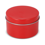 Vela de cera vegetal em frasco monocromático de aço reciclado circular cor vermelho