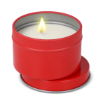 Vela de cera vegetal em frasco monocromático de aço reciclado circular cor vermelho segunda vista